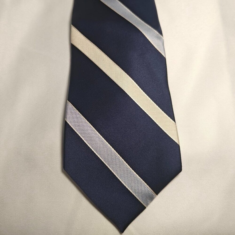 Express Silk Mens Neck Tie Colorful White Blue Stripes